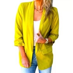 Revolve Milk & Honey Blazer Oversized Boyfriend Slouchy Neon Green Long L B16